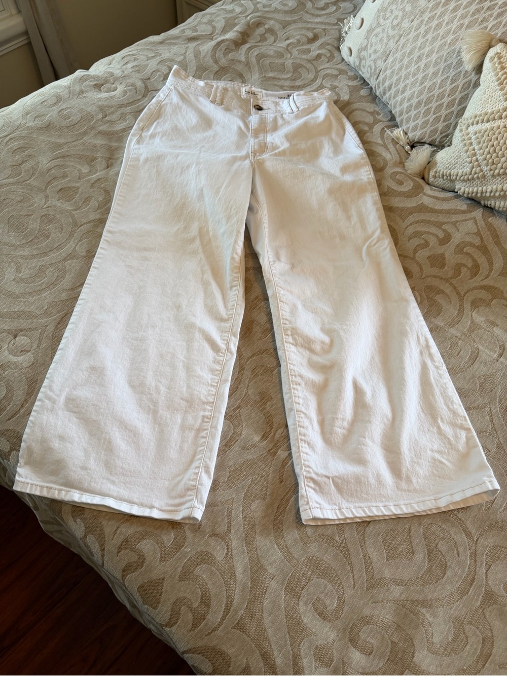 Nicole Miller New York Nomad Super High Rise Wide Leg White Jeans 10 - Picture 7 of 14